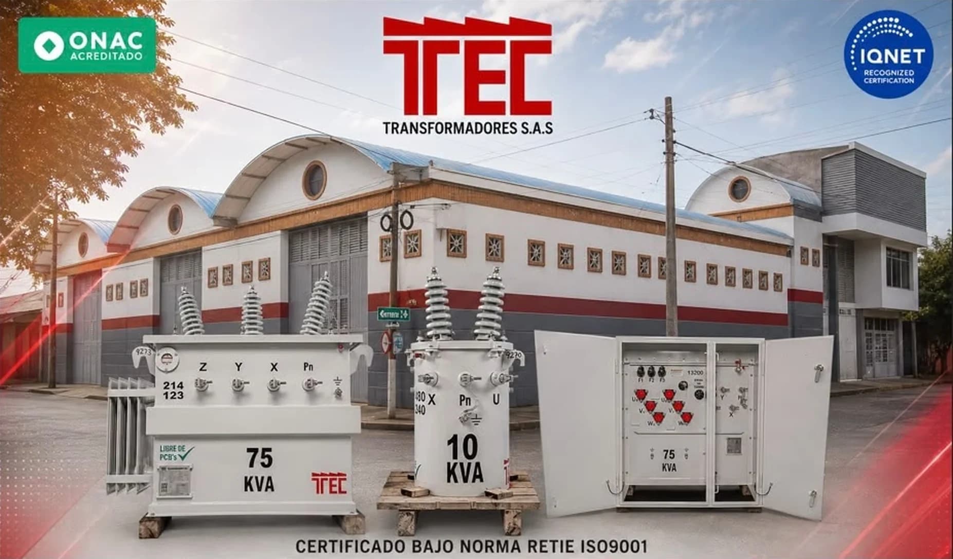 Planta de Tec Transformadores en Villavicencio con transformadores certificados RETIE e ISO 9001